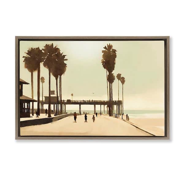 Stupell Industries Tropical Beach Walkway by Noah Bay Brown Floater Frame Nature Graphic Art Print 17 in. x 25 in.
