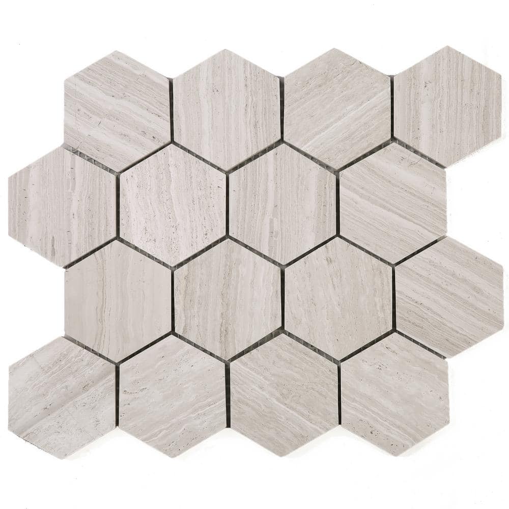Wooden Beige 10.24 in. x 11.82 Honeycomb Polished Marble Mosaic Tile Sample price history on PriceWatchPro