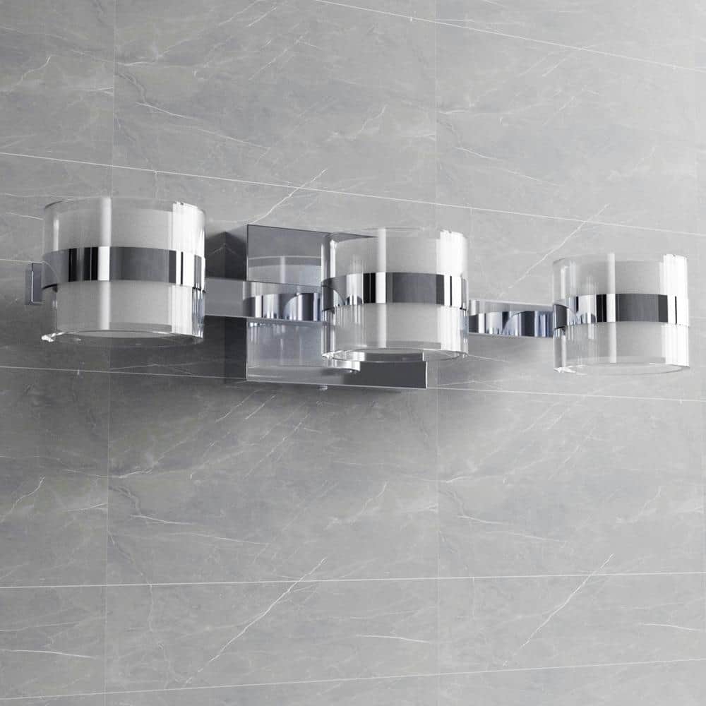 19.7" Chrome Acrylic 3-Light Dimmable Vanity Fixture