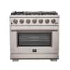 Forno Capriasca 36 in. 5.36 cu. ft. Gas Range with 6 Gas Burners Oven ...