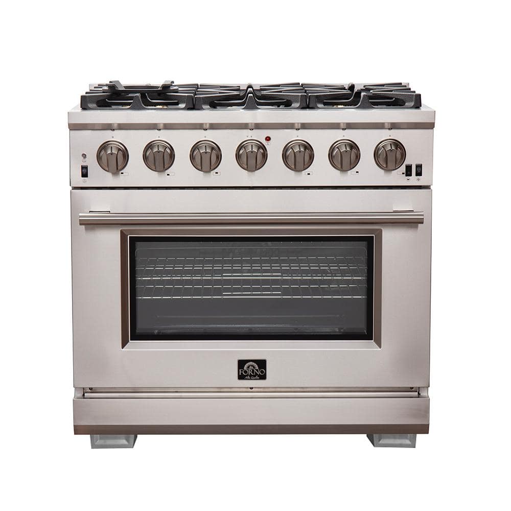 Forno Capriasca 36 in. 5.36 cu. ft. Gas Range with 6 Gas Burners Oven in  Stainless Steel FFSGS6260-36 - The Home Depot