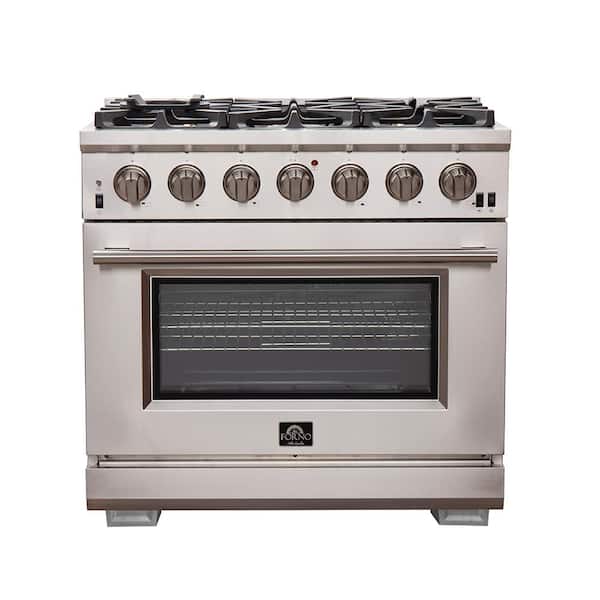 Forno Capriasca 36 in. 5.36 cu. ft. Gas Range with 6 Gas Burners Oven in Stainless Steel