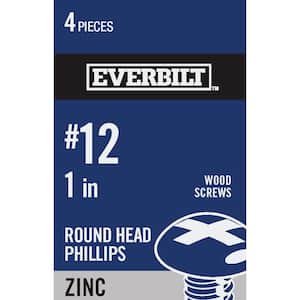 #12 x 1 in. Phillips Round Head Zinc Plated Wood Screw (4-Pack)
