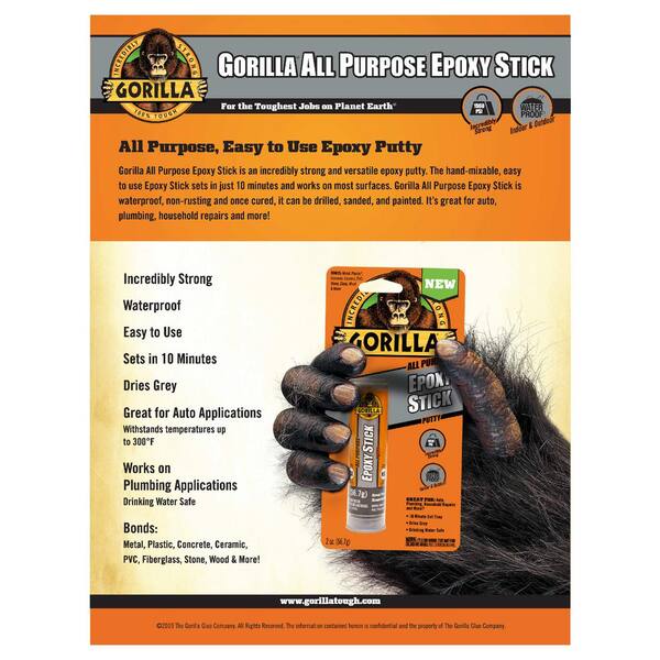 Gorilla 2 Oz Epoxy Putty Stick 4242501 The Home Depot