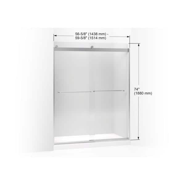 KOHLER Levity 59.6 in. W x 74 in. H Sliding Frameless Shower Door in Nickel with Clear KOHLER Levity 59.6 in. W x 74 in. H Sliding Frameless Shower Door in Nickel with Clear