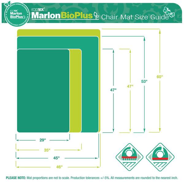 Ecotex Marlon BioPlus Rectangular Polycarbonate Chair Mat for Hard Floors, Rectangular, 35 x 47, Clear
