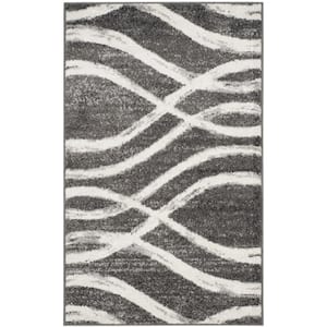 Adirondack Charcoal/Ivory Doormat 3 ft. x 5 ft. Striped Area Rug