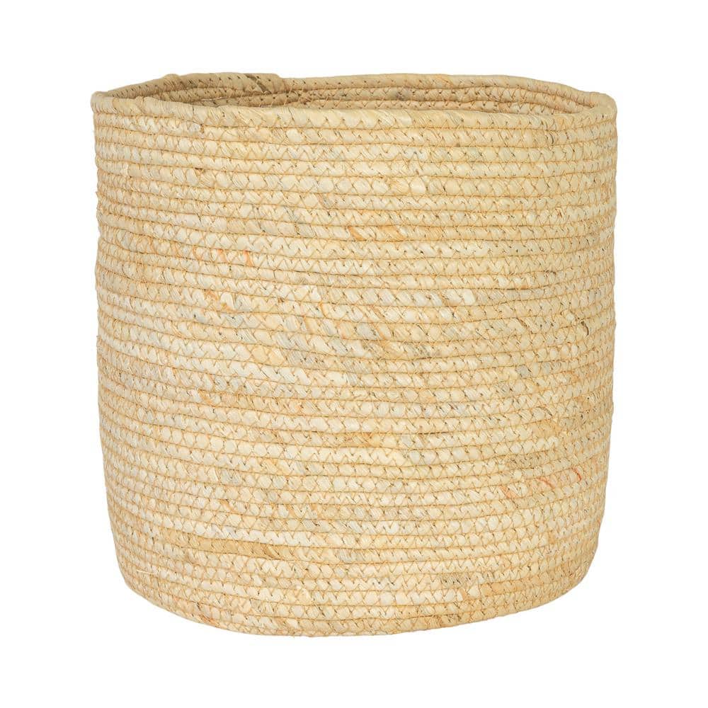 Natural Handwoven Corn Leaf Round Storage Basket