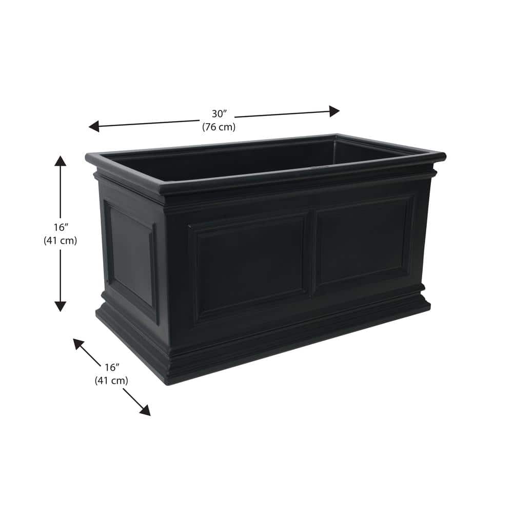 Large Black Self-Watering Rectangular Outdoor Planter