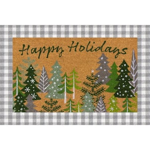 Christmas Forest Plaid Gray 24 in. x 36 in. Holiday Layering Mat