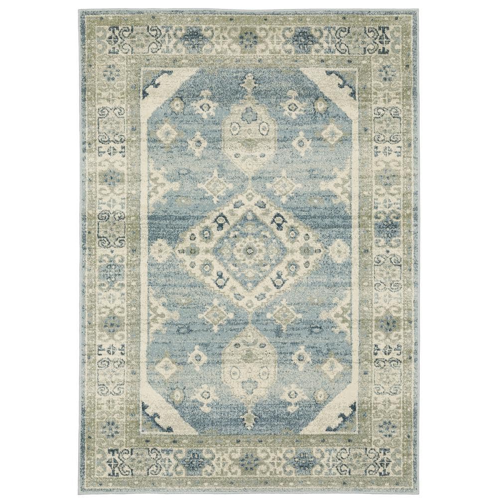 Brixworth Blue/Beige 8 ft. x 10 ft. Oriental Distressed Medallion Polypropylene Indoor Area Rug price history on PriceWatchPro