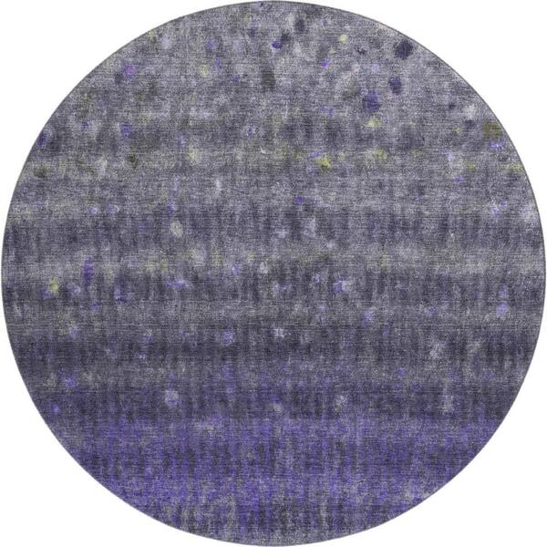 Mayfield Premium Machine Washable Abstract AMF2316 Purple 8 ft. x 8 ft. Round Rug