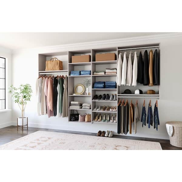 Stacked Wood and Metal Shelves in Walk In Closet - Transitional - Closet