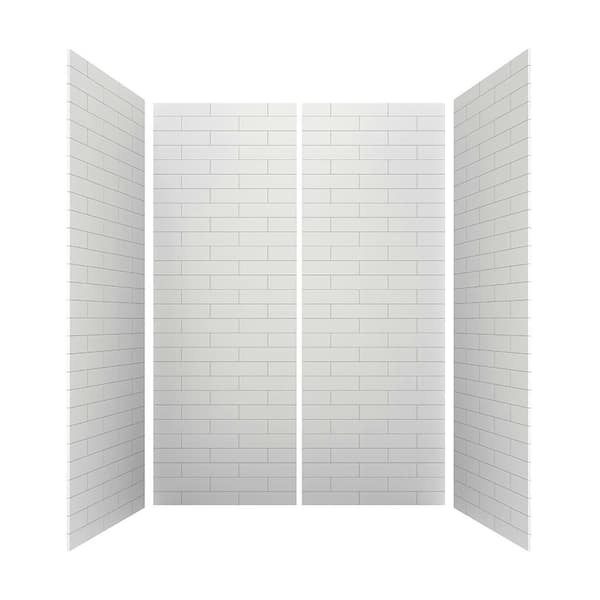 CASTICO 60 in. L x 36 in. W x 84 in H Glue-Up Alcove Solid Composite Stone 4-Piece Shower Wall Set in Subway