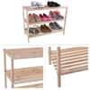 Lavish Home 26.25 in. H 12-Pair 4-Tier Brown Pine Shoe Rack 83-10