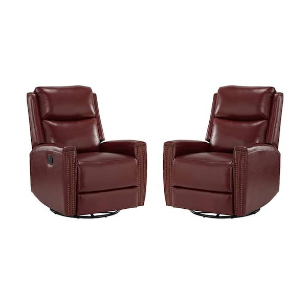 Burgundy leather discount swivel recliner chairs