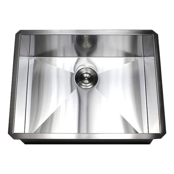 Kingsman Hardware Undermount 16-Gauge Stainless Steel 26 in. x 20 in. x 10 in. Deep Single Bowl Zero Radius Kitchen Sink