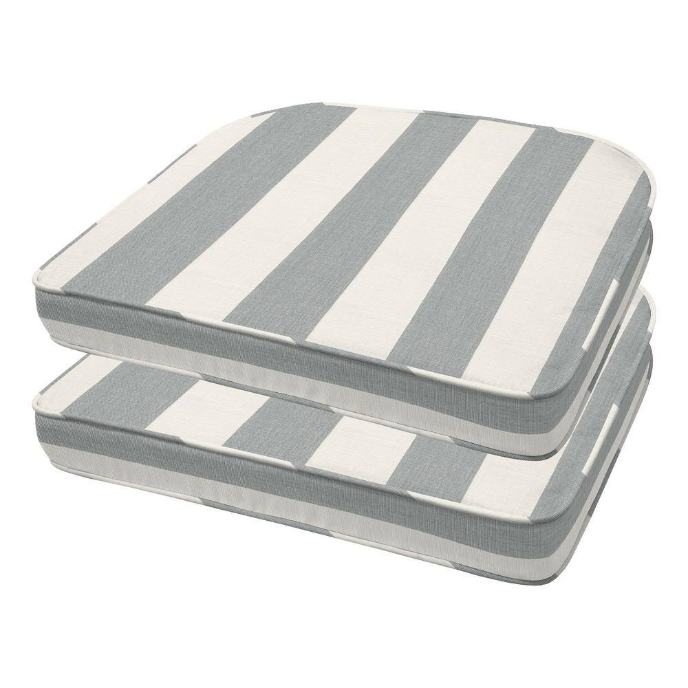 Cabana Stripe Stone Grey Rounded Seat Cushion (2-Pack)