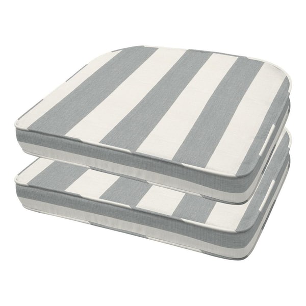 Honeycomb Cabana Stripe Stone Grey Rounded Seat Cushion (2-Pack)