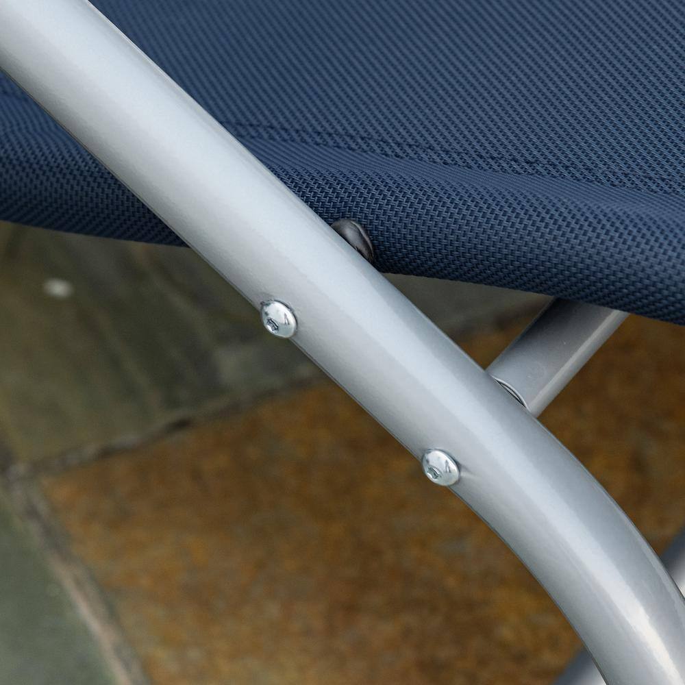 Navy Blue Steel Zero Gravity Rocking Chaise Lounge Chair
