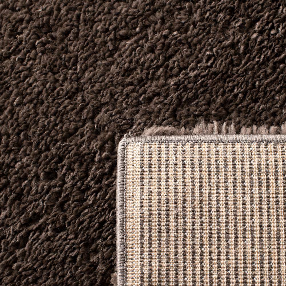 Cozy Comfort Brown 3' Square Synthetic Shag Area Rug
