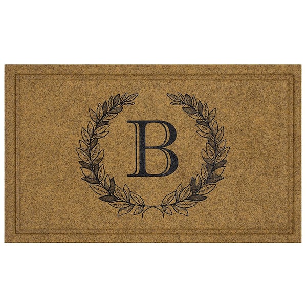 Mohawk Home Laurel Multi 18 in. x 30 in. Faux Coir Monogrammed B Door Mat