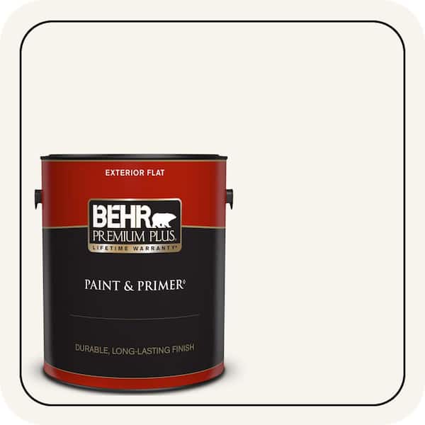 BEHR PREMIUM PLUS 1 gal. #PWN-10 Decorator White Flat Exterior Paint & Primer