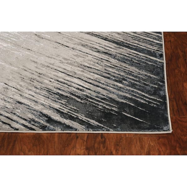 Clara Silver Gray 8 ft. x 10 ft. Striped Transitional Area Rug