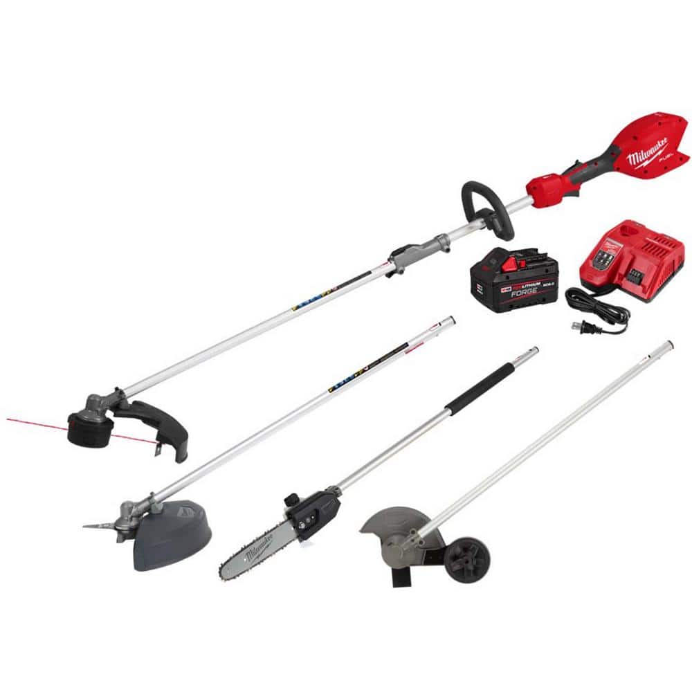 M18 FUEL 18V 16 in. Brushless Cordless QUIK-LOK String Trimmer 8.0 Ah FORGE Kit w/ Pole Saw, Brush Cutter, Edger -  Milwaukee, 3016-21ST382018