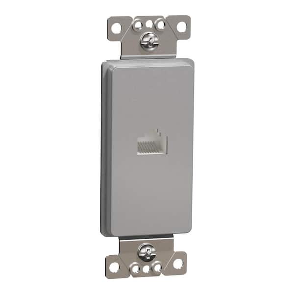X Series 1-Gang Ethernet Datacom CAT 6 RJ45 Data Jack Cable Matte Gray Metal Wall Plate