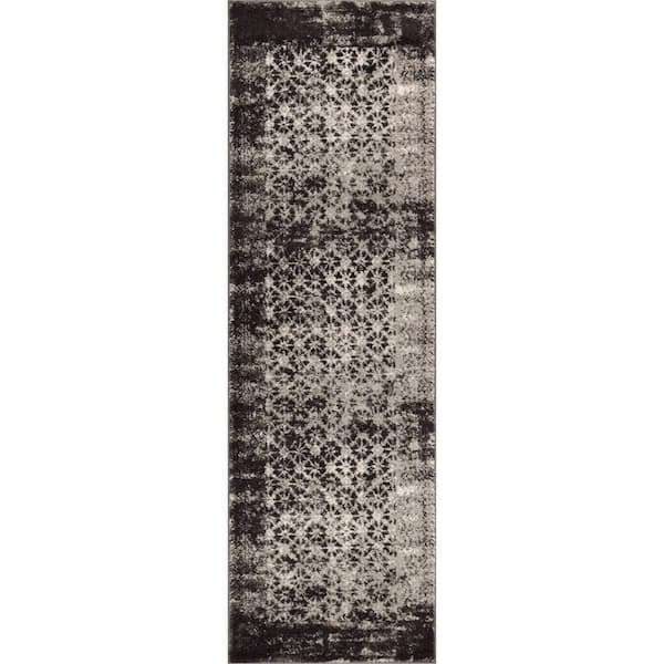 Well Woven Sydney Vintage Manchester Grey 2 ft. x 7 ft. Modern Distressed Runner Rug