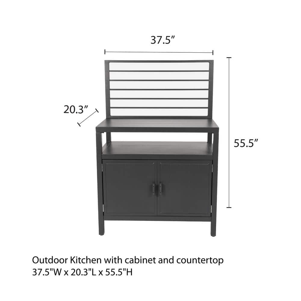Graphite Powder-Coated Aluminum Outdoor Kitchen with Cabinet