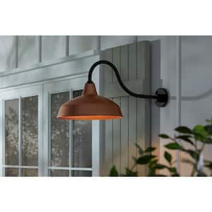 Easton 14 in. 1-Light Hunter Green Barn Outdoor Wall Lantern Sconce with Steel Shade