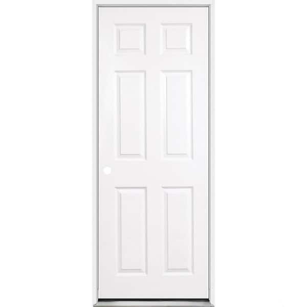 36 in. x 96 in. 6-Panel RHIS Primed Composite 20Min Fire-Rated House-to-Garage Single Prehung Interior Door w/Nkl Hinge