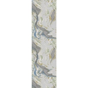 Merit Grey/Multi 2 ft. 2 in. x 7 ft. 7 in. Abstract Area Rug