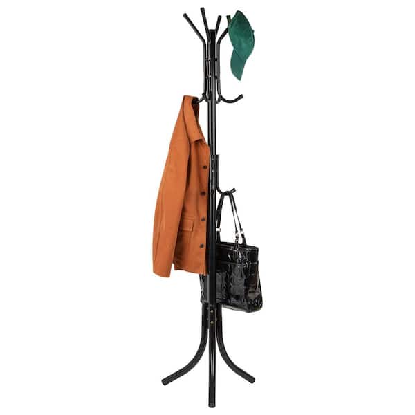 Mind Reader Black Freestanding Organizer Coat Rack Hall Tree Metal