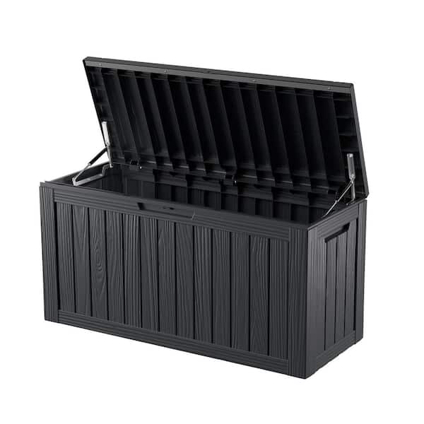 80 Gal. Black Resin Large Storage Deck Box for Outdoor Indoor