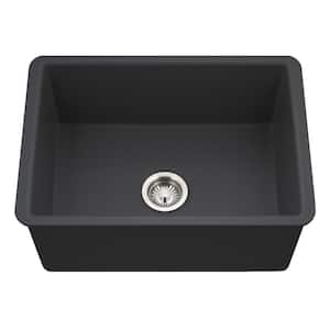 Black Fireclay 26 in. Single Bowl Undermount Kitchen Sink