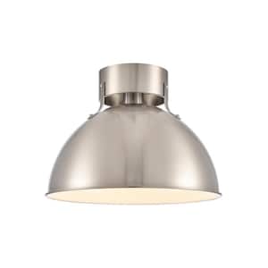 Zenith 12 in. W 1-Light Brushed Nickel Semi Flush Mount with Metal Shade