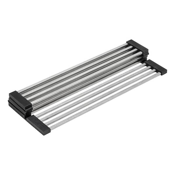 Ledgefit 17 in. Foldable Stainless Steel and Silicone Drying Rack or Dish Mat Trivet for Workstation Sinks