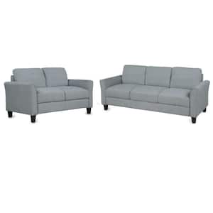 29 in. W Modern Straight Arm Linen Fabric Upholstered Living Room Furniture Sofa, Gray, 2 plus 3 Seat (Set of 5)