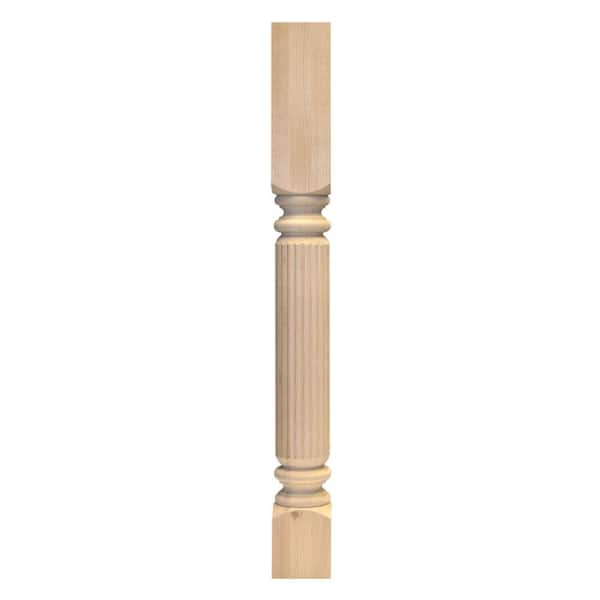 Waddell Athens Reeded Kitchen Island Turning - 35.25 in. H x 3.75 in. Dia. - Furniture Grade Unfinished Maple - DIY Home Accents