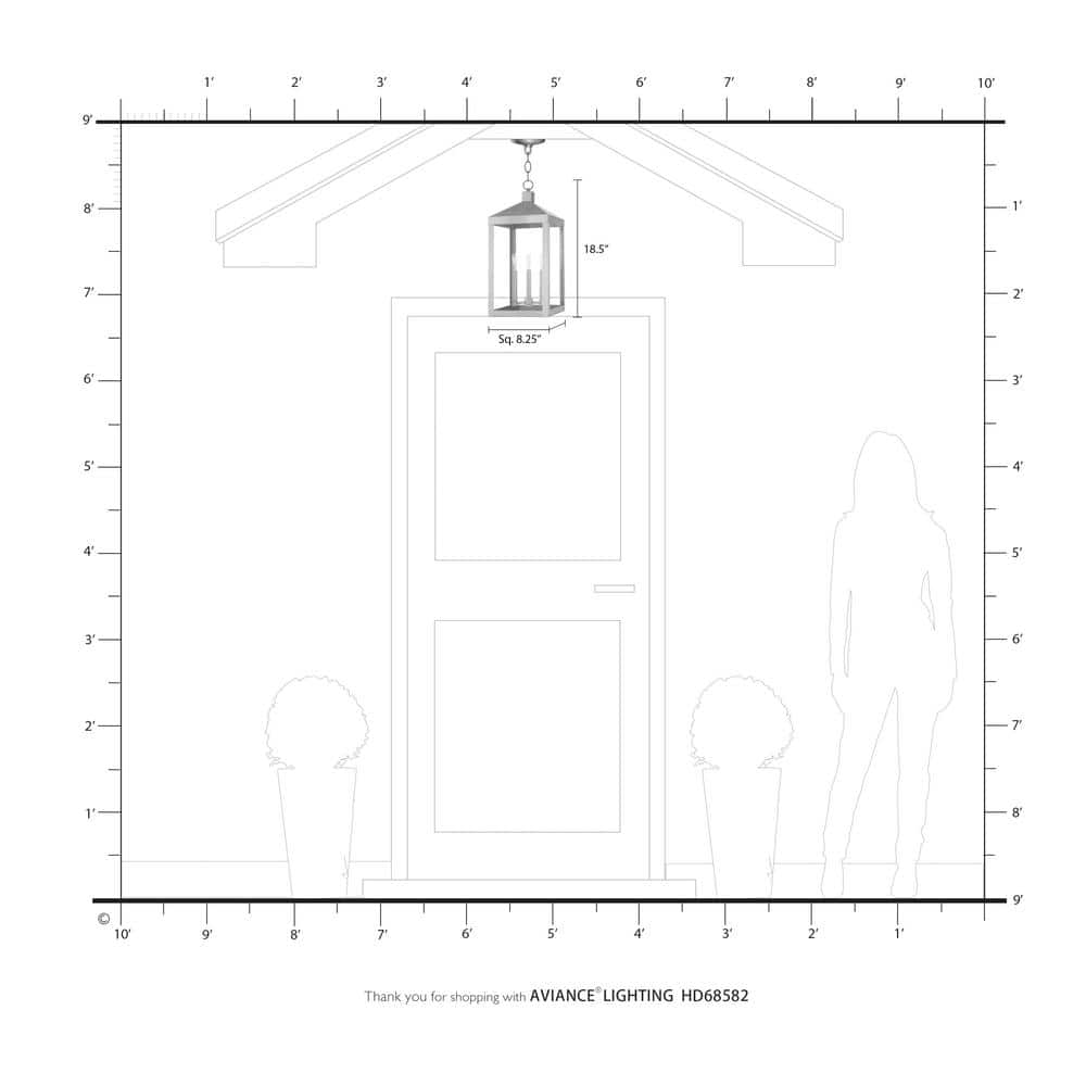 Nyack Modern Black 3-Light Outdoor Pendant with Clear Glass