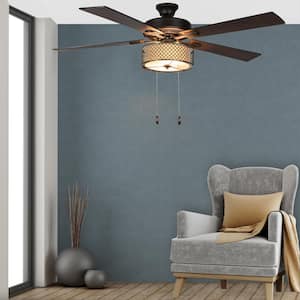 Charlotte 52 in. LED Indoor Bronze Ceiling Fan with Light
