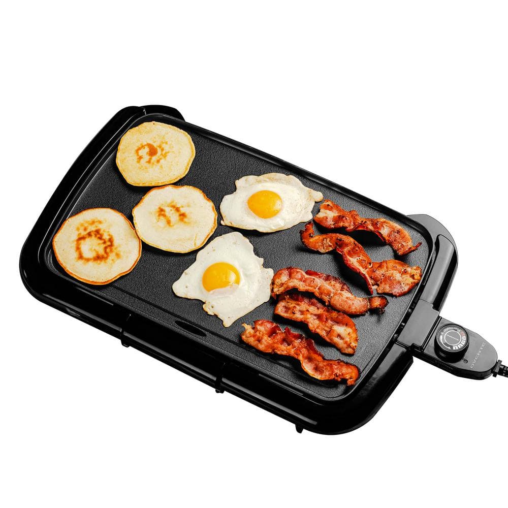 OVENTE Non-Stick Plate Electric Griddle, Temperature Probe and Control  Knob, Indicator Light and Drip Tray GD1610B The Home Depot