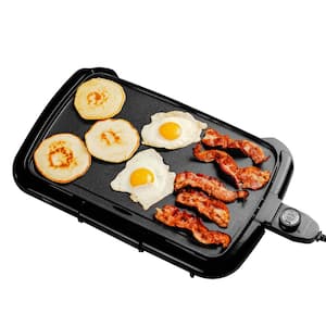 Non-Stick Plate Electric Griddle, Temperature Probe and Control Knob, Indicator Light and Drip Tray