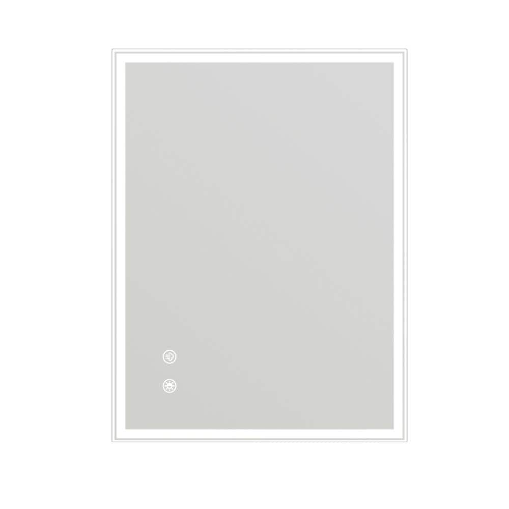 White 36 in. W x 28 in. Modern Rectangle LED Wall Mirror with Adjustable Co