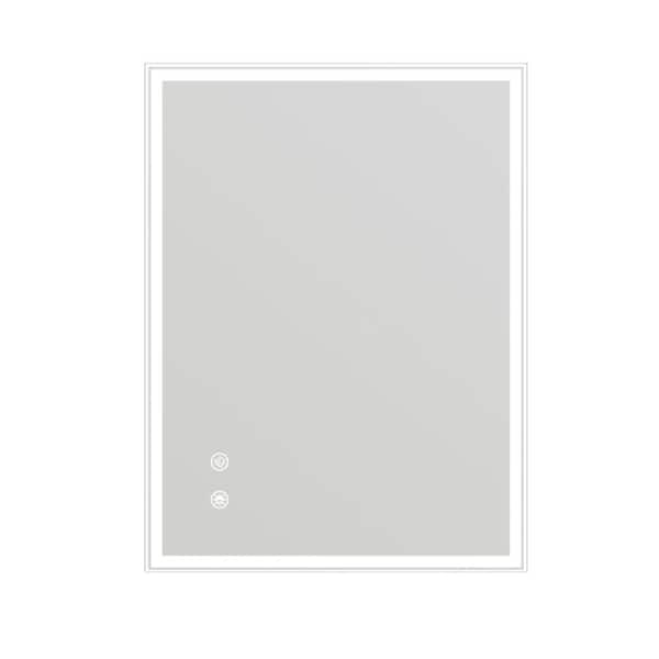 Unbranded White 36 in. W x 28 in. Modern Rectangle LED Wall Mirror with Adjustable Color Temperatures and Anti-Fog for Living Room