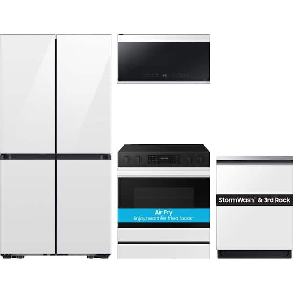 36 in 22 cu. ft. Counter Depth 4-Door French Door Refrigerator and 5 Burner Smart Electric Slide-In Range and Dishwasher