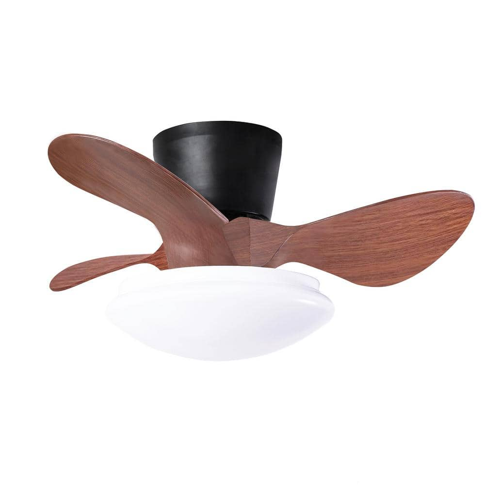 FIRHOT 24 in. LED Indoor Walnut Smart Smart Ceiling Fan with App and ...